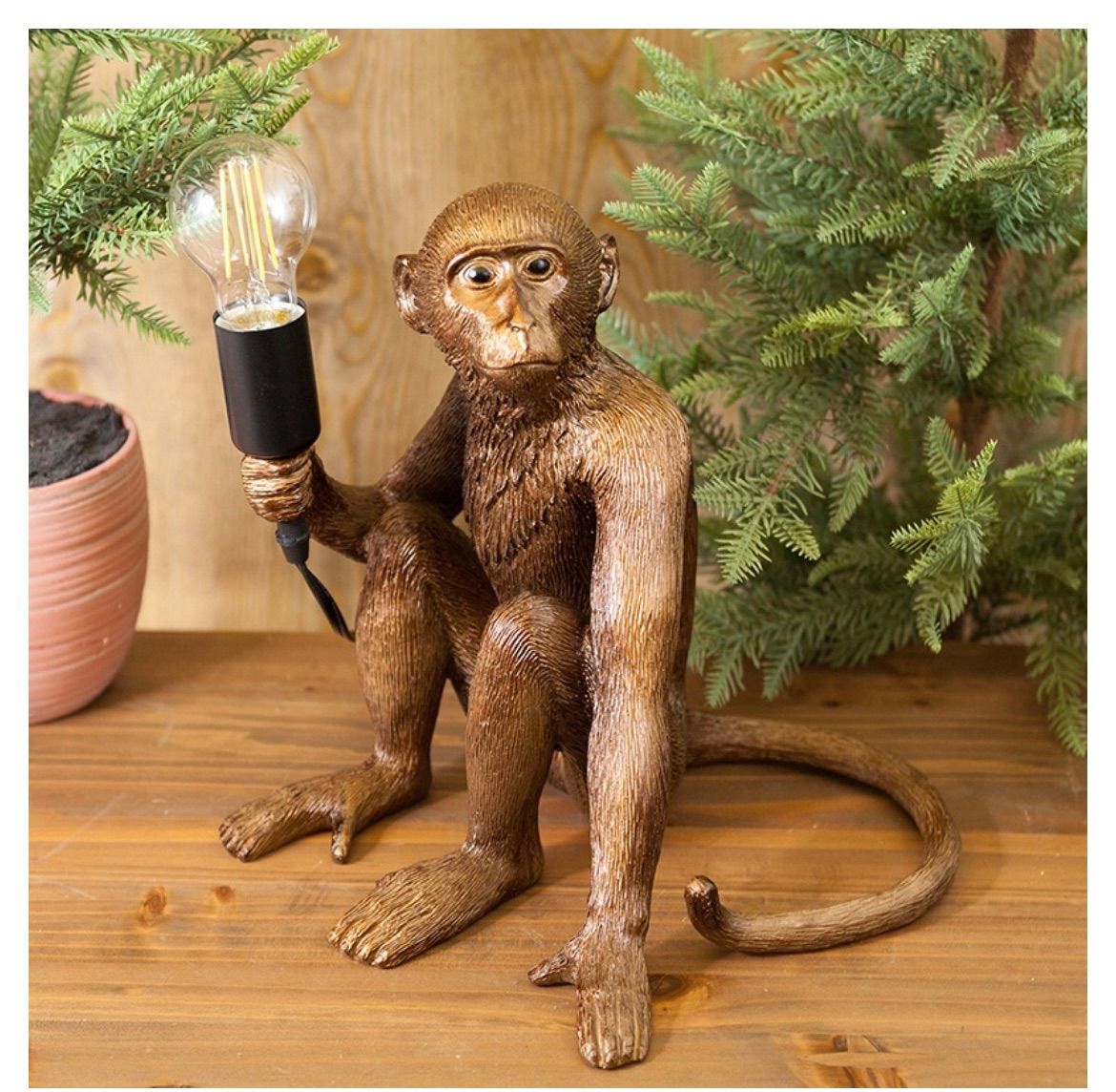 テーブルランプ サル LED付属 置物 庭装飾 インテリア 照明ライト