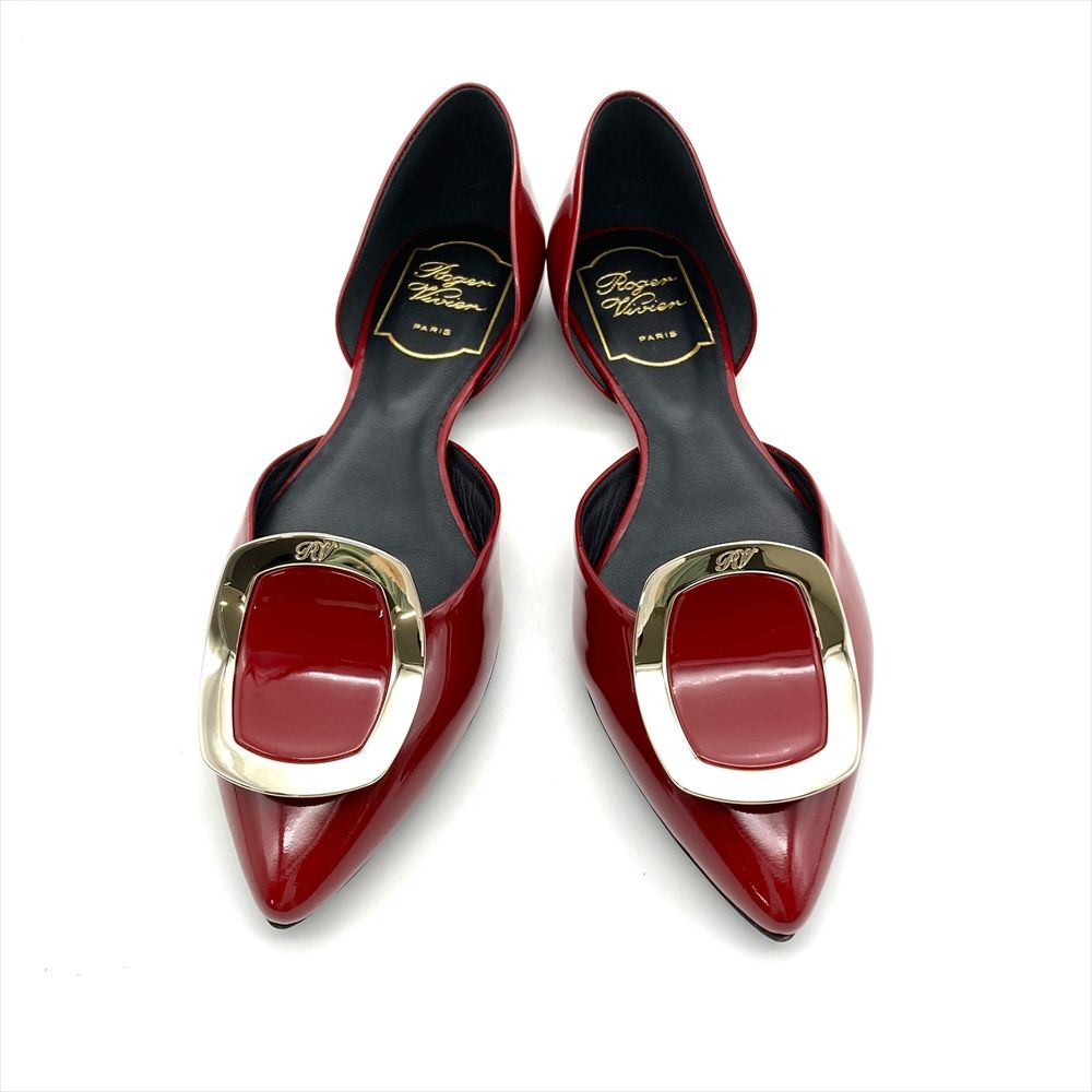 ロジェヴィヴィエ Roger vivier パンプス パテントレザー レッド フラットシューズ 35サイズ 約22cm レディース