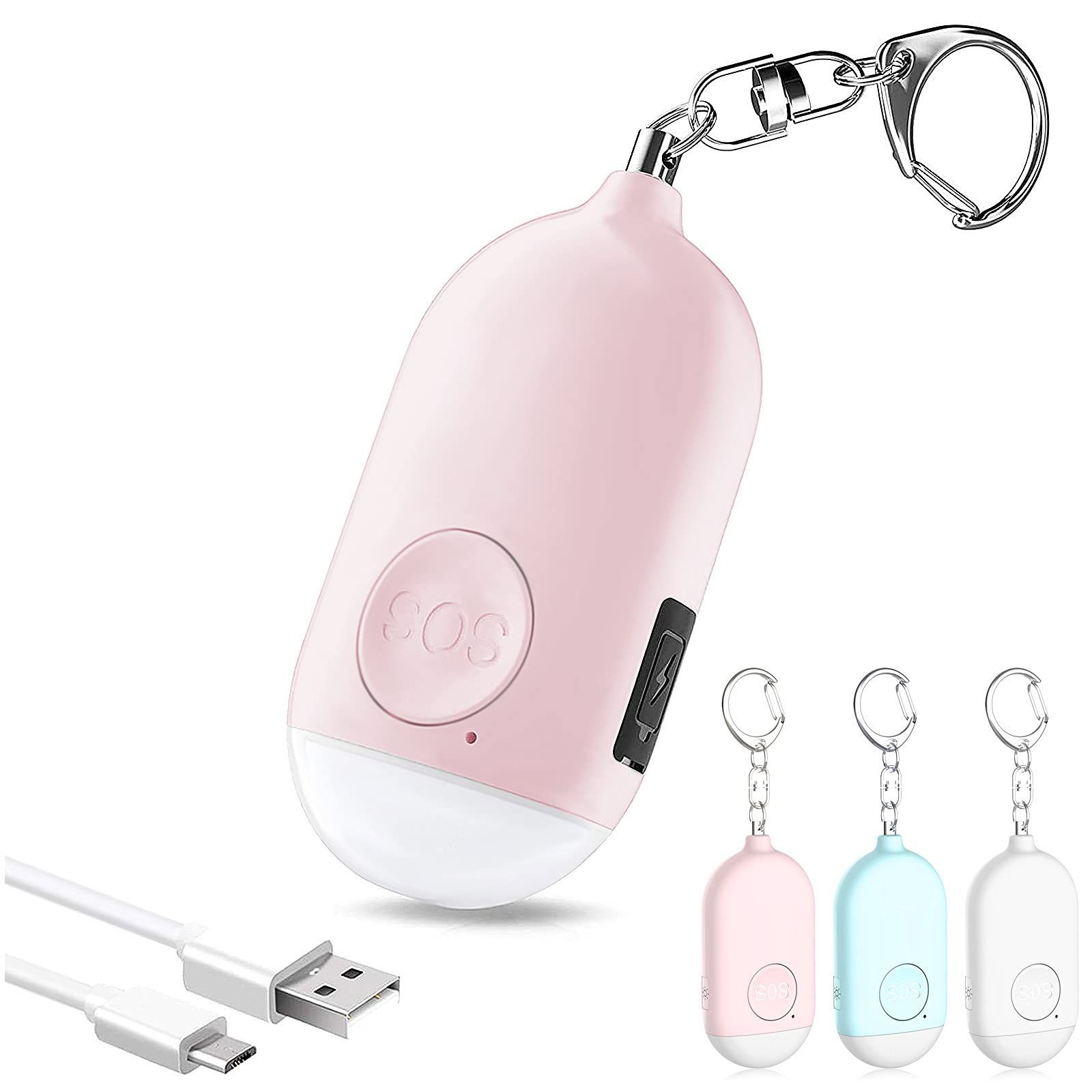 Color:Pink-CD 防犯ブザー LEDライト付き 防犯アラーム USB充電式 大音量130dB 防水 防犯 ブザー 小学生 女の子 男の子 女性 大人 子供 (ピンク)