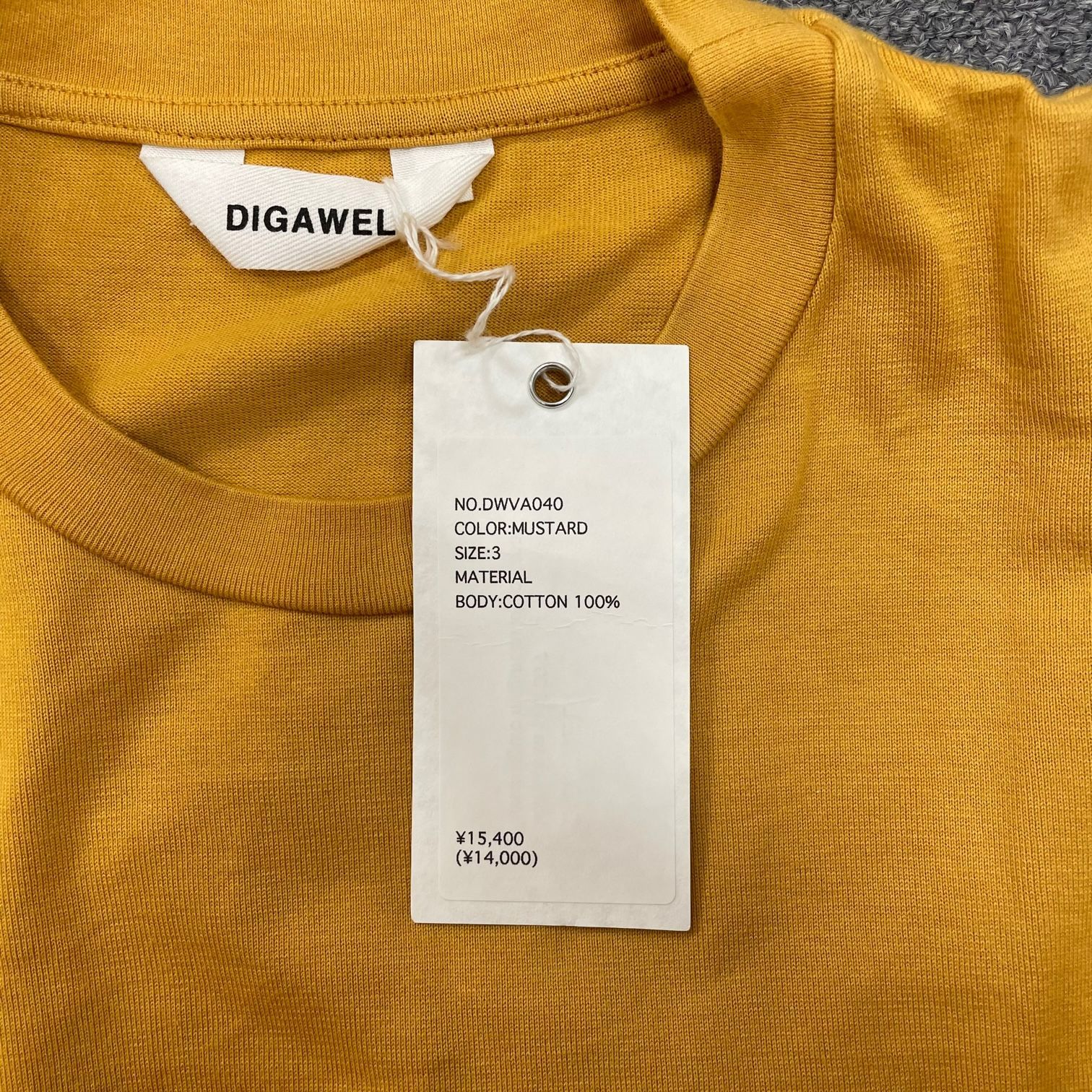 定価15400円 DIGAWEL T-shirt generic ジェネリック クルーネック Tシャツ ディガウェル DWVA040 マスタード 3  55032A