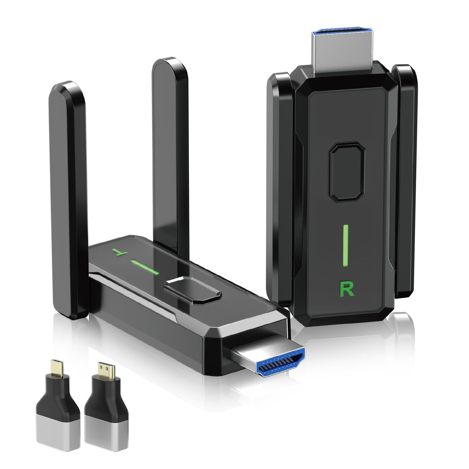 強化版 ワイヤレスHDMI 送受信機 WiFi6 二重アンテナ 小型 収納に便利 無線化 送受信機セット ワイヤレスディスプレイアダプター HDMI 無線 最大150m安定転送距離 WIFI-設定不要 映像音声同期出力 TV|PC|Mac|Laptop|