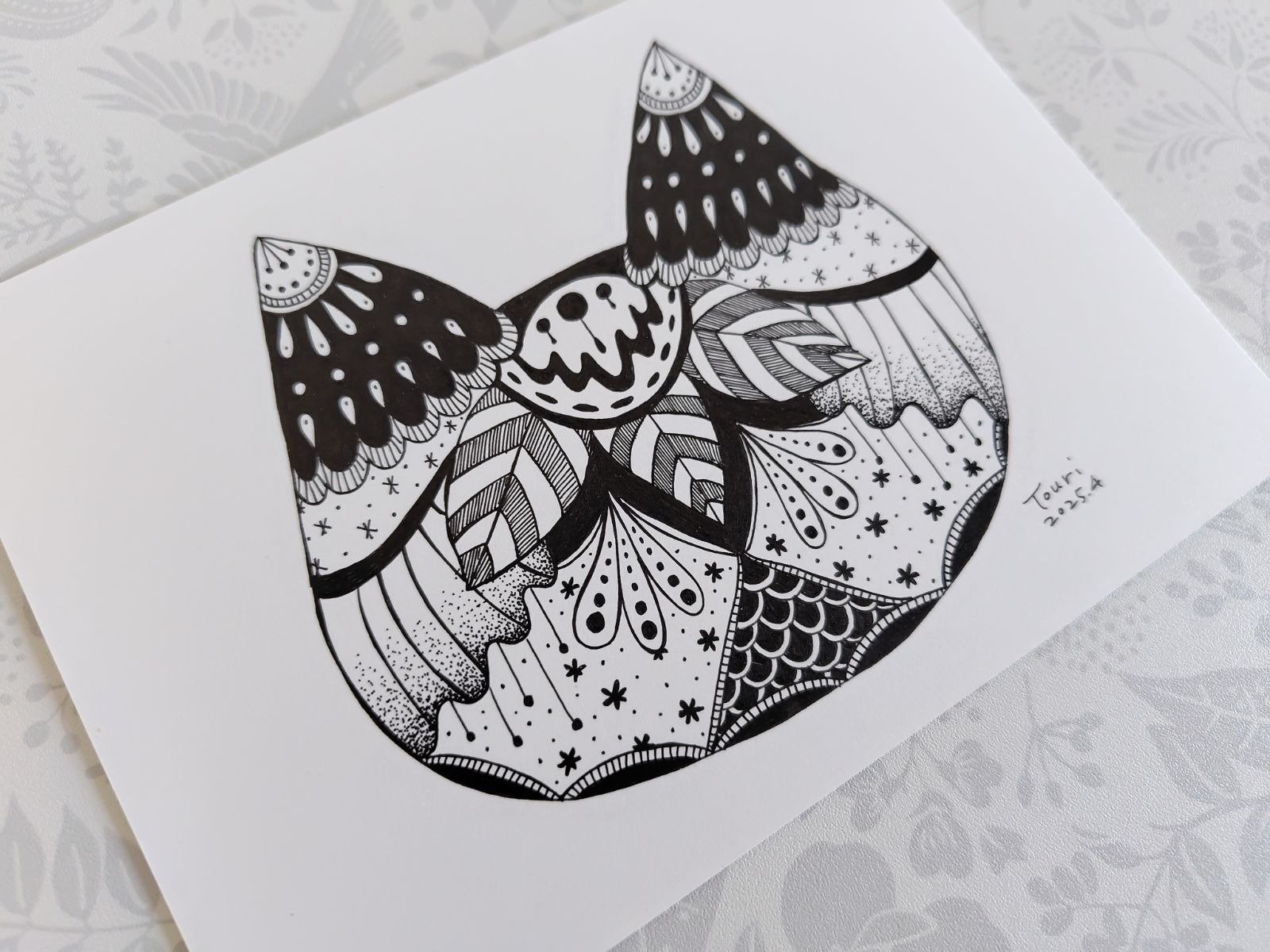 【原画】No.174 BrowN be4r 【手描き  ペン画 イラスト】 猫型イラスト ／ 2Lサイズ ペン画 手描き 原画 - メルカリ