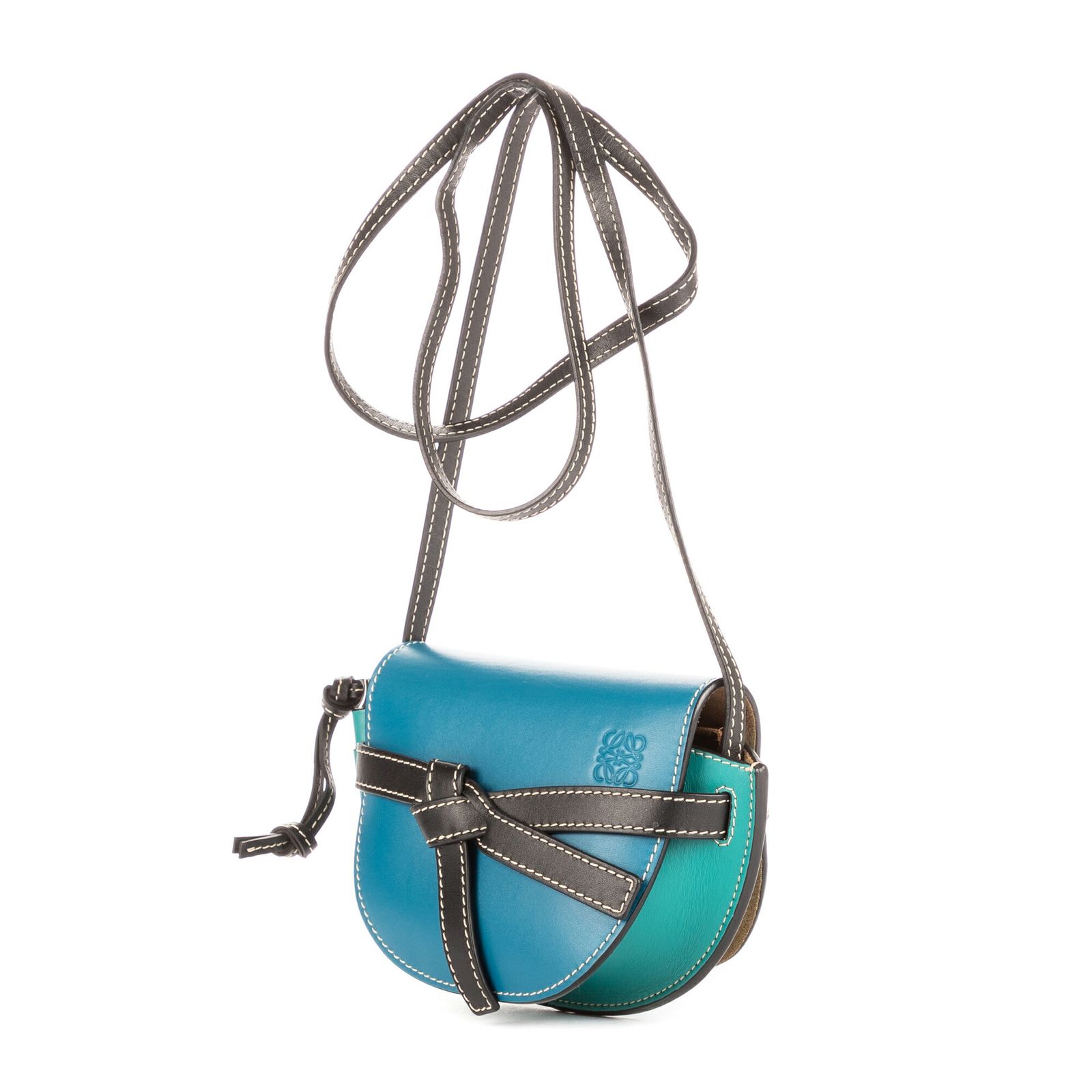 LOEWE ロエベミニフェイクロスボディ青カーフスキンレザーN