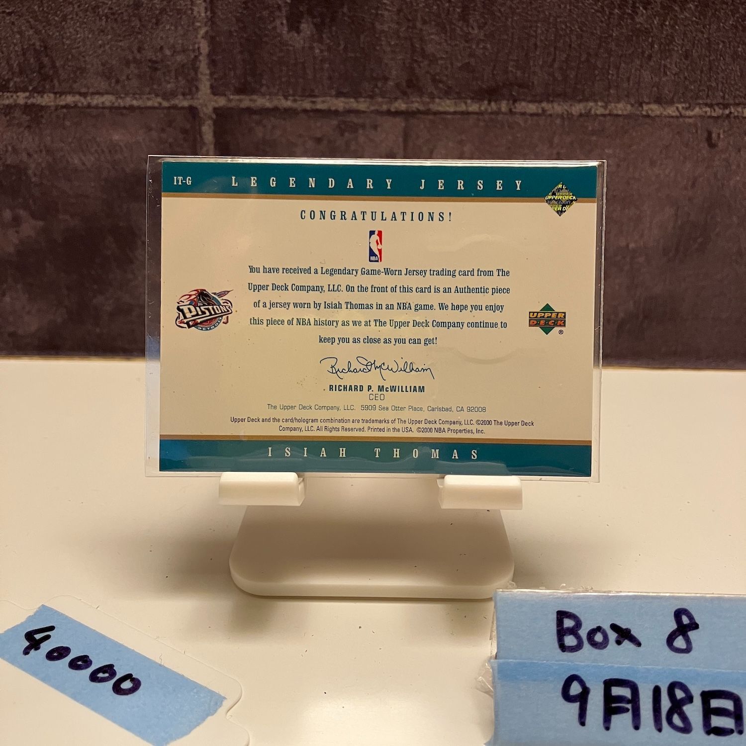 1999 Upper Deck Isiah Thomas 07 25 Detroit Pistons Game- ジャージ Legends カード