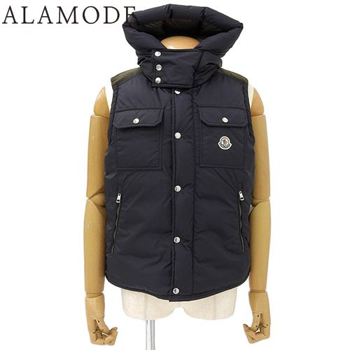 MONCLER(モンクレール) ダウンベスト アウター 2016年 2 ナイロン ネイビー紺 カーキ メンズ 40802126583【中古】【アラモード】