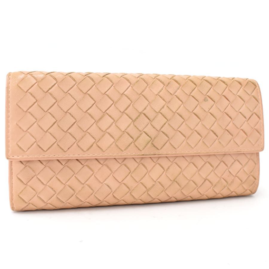 Bottega Veneta 二つ折り財布 イントレチャート ピンクベージュ ボッテガヴェネタ BOTTEGA VENETA BOTTEGA VENETA 二つ折り財布