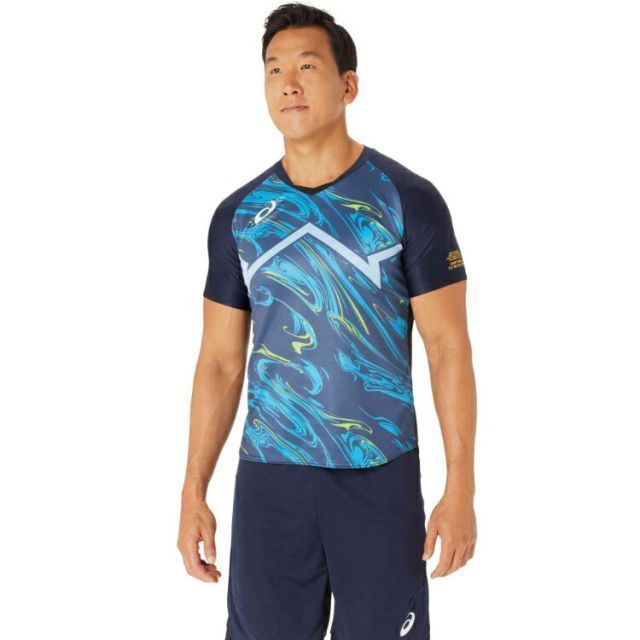 asics アシックス COOL GRAPHIC SS T SHIRT ミッドナイト 5XL 2051A324 400 | スポーツ用品 スポーツ グッズ ツール アクセサリー 雑貨 小物 使いやすい バレーボール 衣類 メンズ 男性用 5XL トップス シャ
