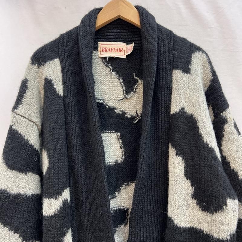 古着 カーディガン 長袖 BRAEFAIR モヘア ウール ニット カーディガン ガウン ビンテージ