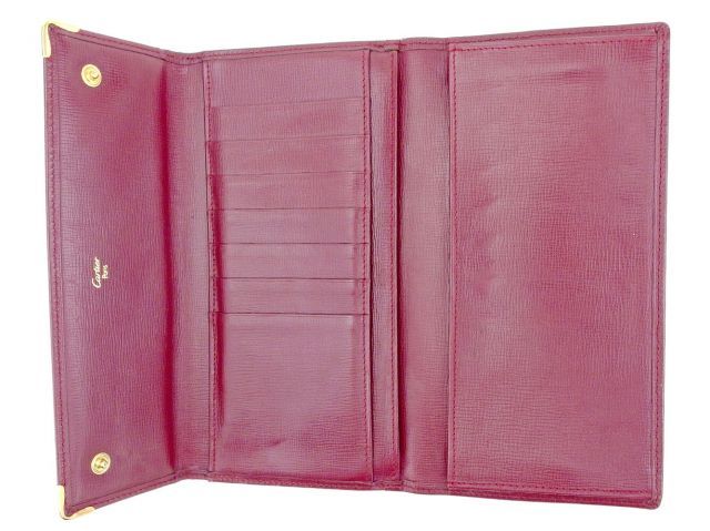 【美品】Cartier カルティエ マストラン 長財布 札入れ カード ボルドー ✨美品✨カルティエ マストライン レザー 二つ折り 長財布