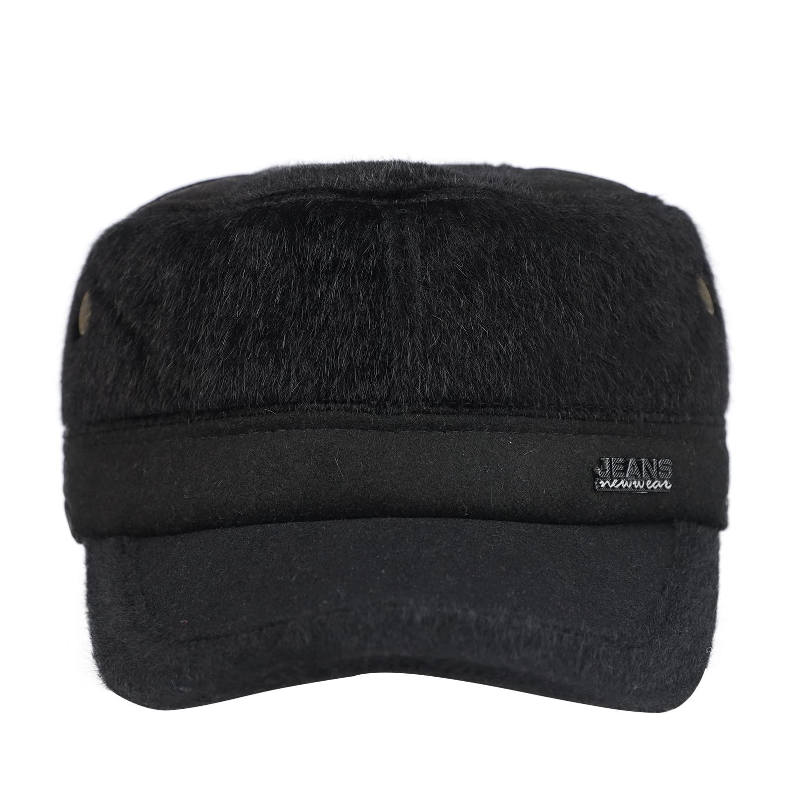 売切注意 耳あて付き ワックキャップ 無地 暖かい ミリタリーキャップ 真冬 肌触り良い 作業帽子 調節 シンプル 防寒帽子 大きいサイズ 釣り キャップ 登山 自転車 メンズ アウトドア 秋冬 帽子 黒