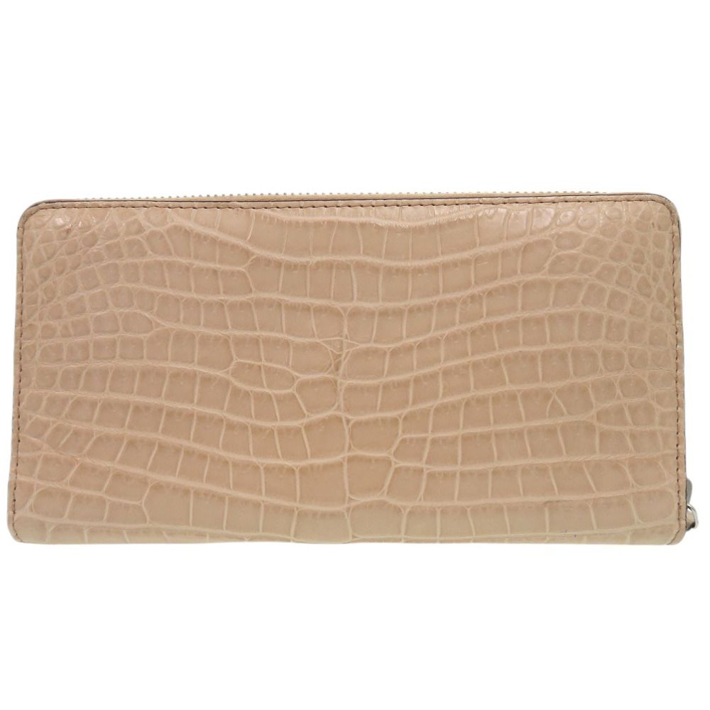 新品同様 グッチ ラウンドファスナー 長財布 クロコダイル ベージュ  