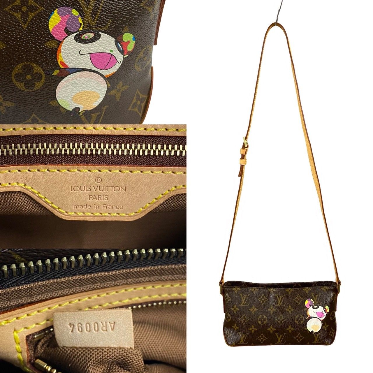 極 美品 希少品 LOUIS VUITTON ルイヴィトン トロター モノグラム パンダ 村上隆コラボ レザー ショルダーバッグ ポシェット 茶  26413 - メルカリ