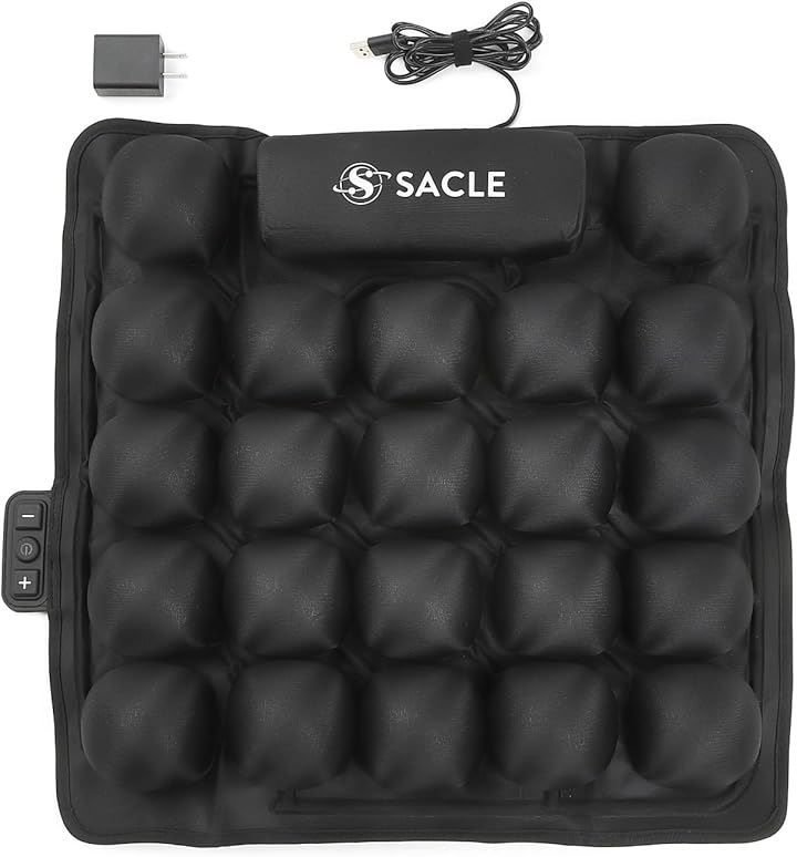S-NET SACLE スマートエアクッション USB 電源式 腰 座布団 オフィスチェア ドライブ ポータブル 飛行機 軽量 レジャー SAC-AC-B1 ブラック ミドル