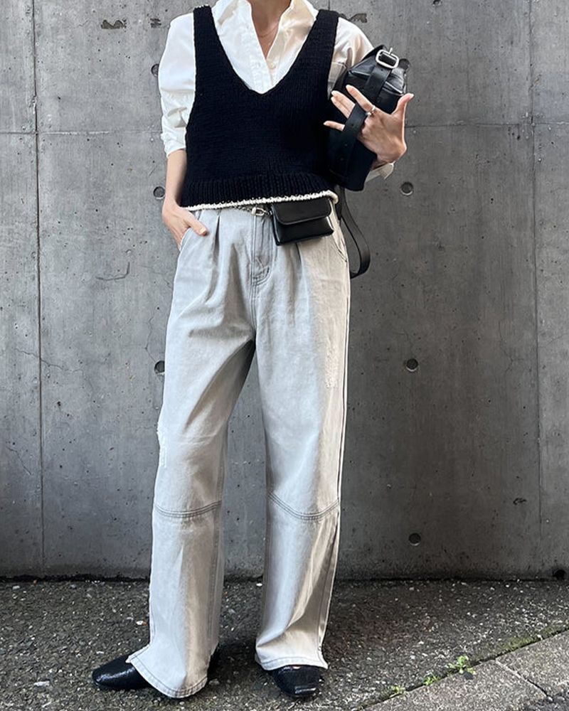 新品 イエン YENN HIGH RISE TUCK WIDE PANTS 38