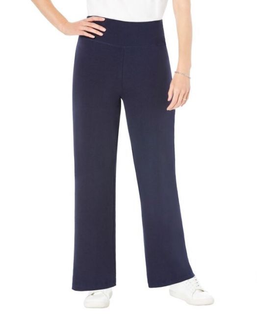 送料無料 ウーマン ウィズイン レディース レギンス ボトムス Plus Size Within Stretch-Cotton Knit Pull-On Wide-Leg Leggings Navy
