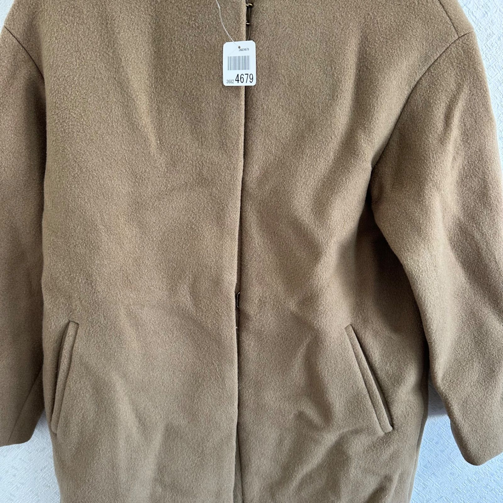 Z1454【美品】IENAイエナ ノーカラーロングコートアウター ブラウン