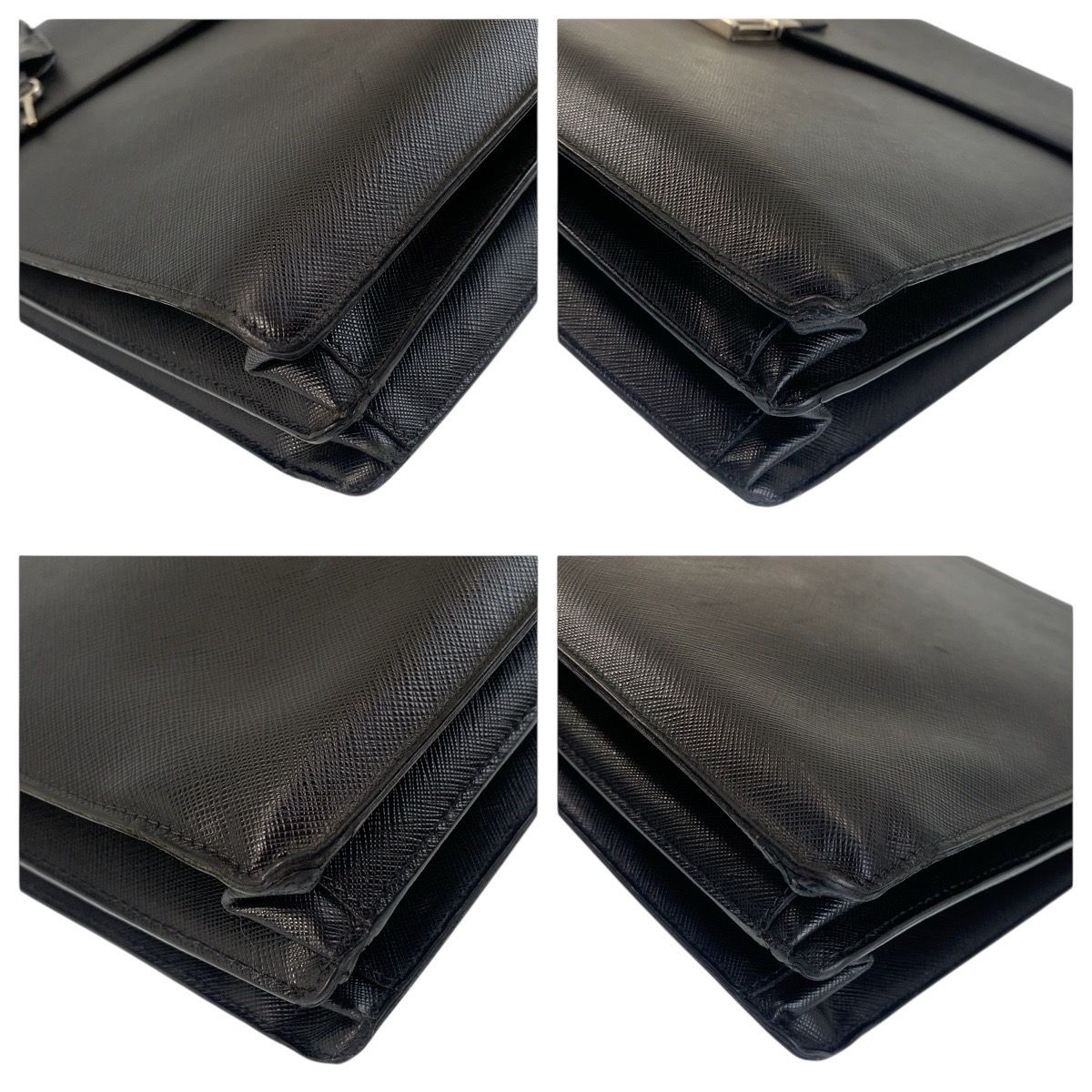 PRADA プラダ サフィアーノ ブラック 黒 シルバー金具 レザー ビジネス  