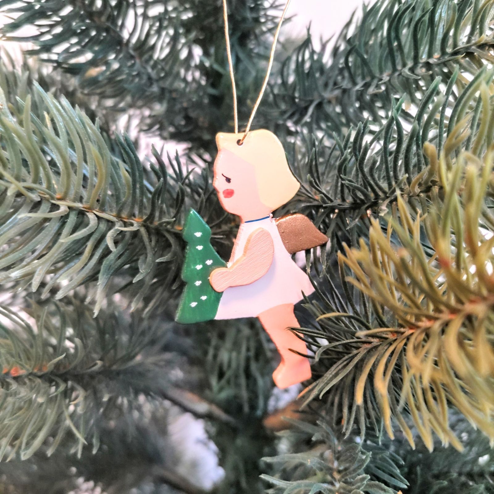 ドイツ工芸品 オーナメント 3人の天使 3つセット クリスマス飾り 木製