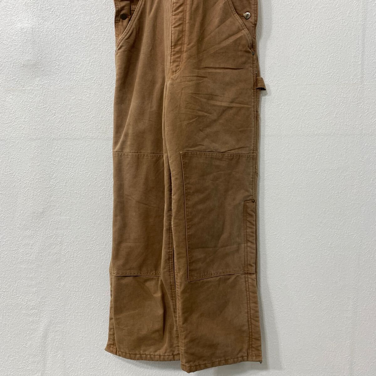 Carhartt 中綿 ダック ダブルニー オーバーオール W34 ブラウン