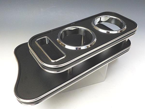 LA350|360 17|5～ ミライース フロントテーブル レザーブラック BKｘシルバー 携帯左