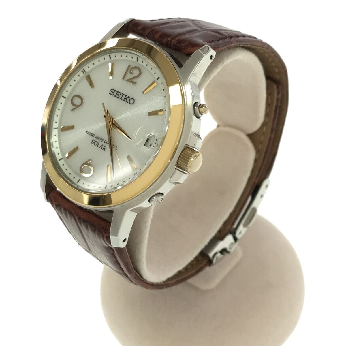 腕時計 稼働 セイコー SEIKO 7B52-0AG0 ソーラー電波 デイト 白色文字