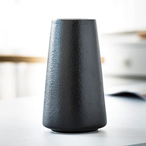 ブラック-小さい(高さ:15cm) 花瓶 フラワーベース 花器 セラミック ホワイトブラック おしゃれ 北欧 陶器 生け花 インテリア 家の装飾 (ブラック-小さい(高さ:15cm))