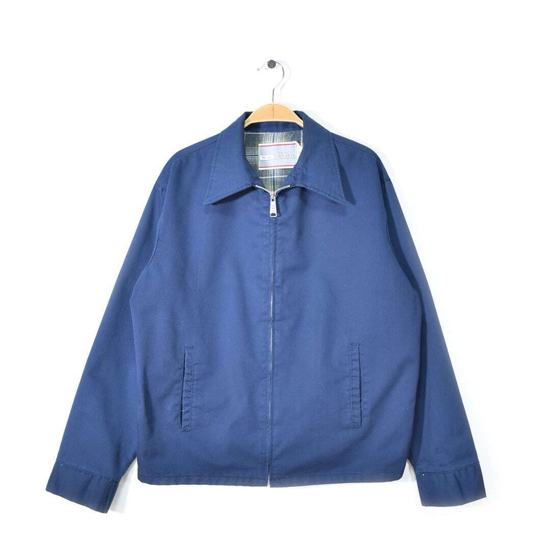 70s シアーズ ヴィンテージ スウィングトップ ドリズラー 紺 ネイビー フランネルライナー SEARS サイズL相当 古着 @DZ0551