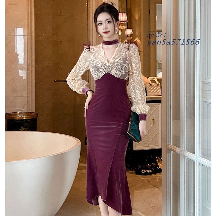 シースルーレース花柄長袖