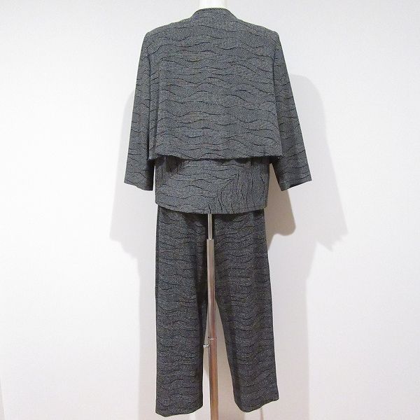 anc シセンドウ 詩仙堂 セットアップ パンツスーツ スリーピース 黒 白 ちりめん 総柄 レディース 948251