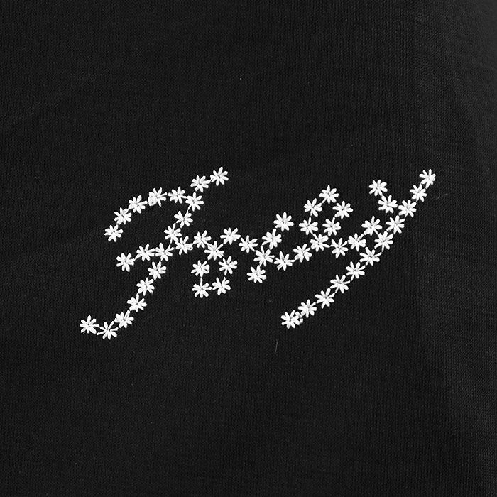 FOXEY YORK フォクシー ニューヨーク 半袖Ｔシャツ ロゴ フラワーモチーフ スクリプト エンブロイダリー 刺繍 コットン ショートスリーブ クルーネック 丸首 カットソー レディース 40 黒 白 45274