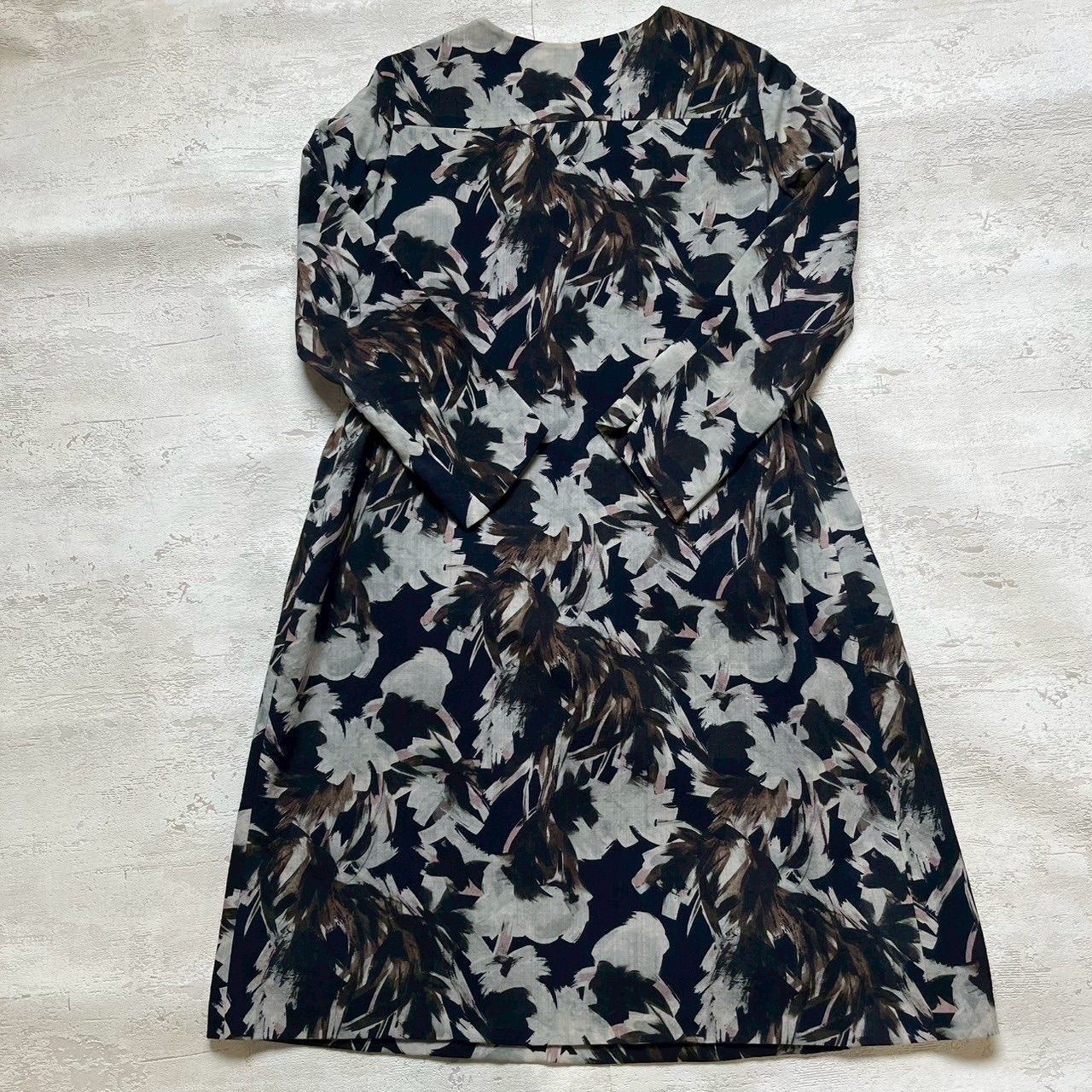 美品・高級】SCAPA（スキャパ）ボタニカル柄ワンピース 七分袖 毛100