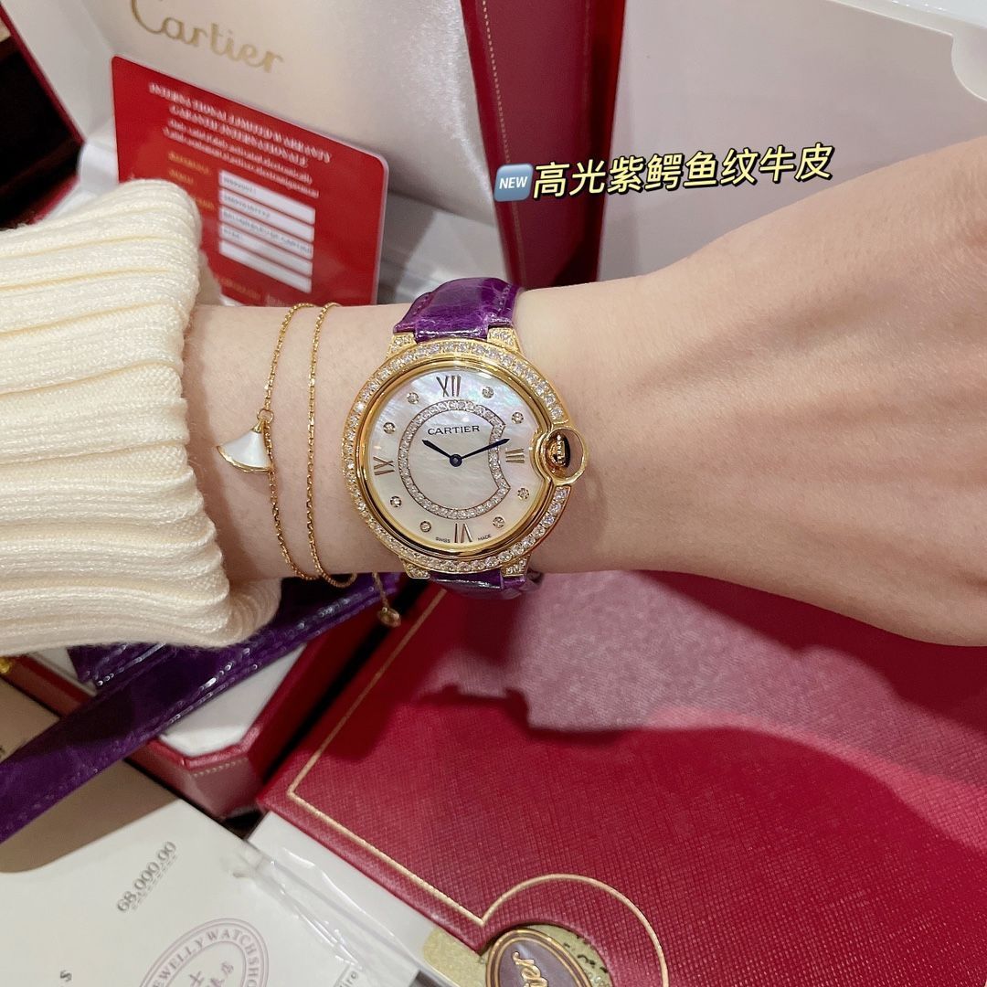 36mm｜パープルクロコダイルレザー×ダイヤモンド文字盤｜