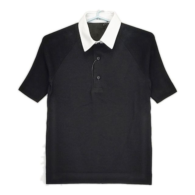 THE RERACS ラグランニットショートスリーブポロシャツ 24SS-REKN-365L 定価33000円 ポロシャツ ブラック レディース ザリラクス 5-0521S∞