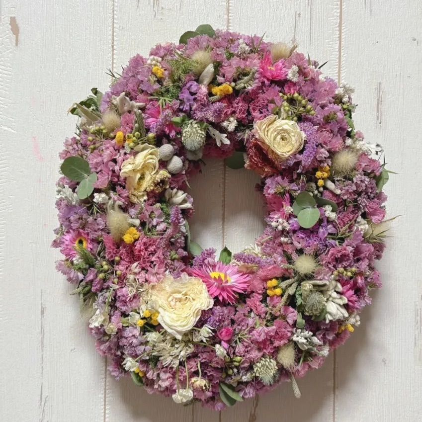 ドライフラワーのオーバルリース　ピンク系 ドライフラワーのオーバルリース ピンク系