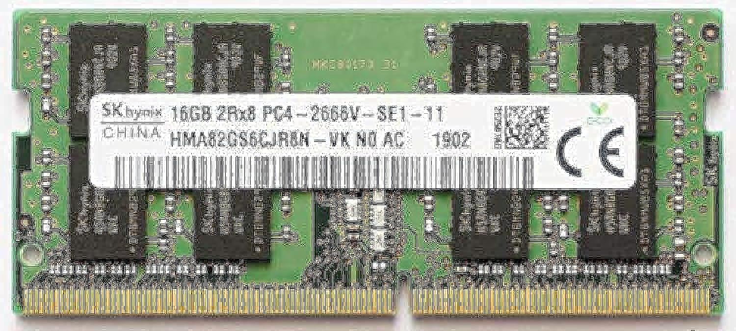 SK HYNIX 16GB 2RX8 DDR4 SO-DIMM PC4-21300 2666MHZ Memory Module HMA82GS6CJR8N-VK