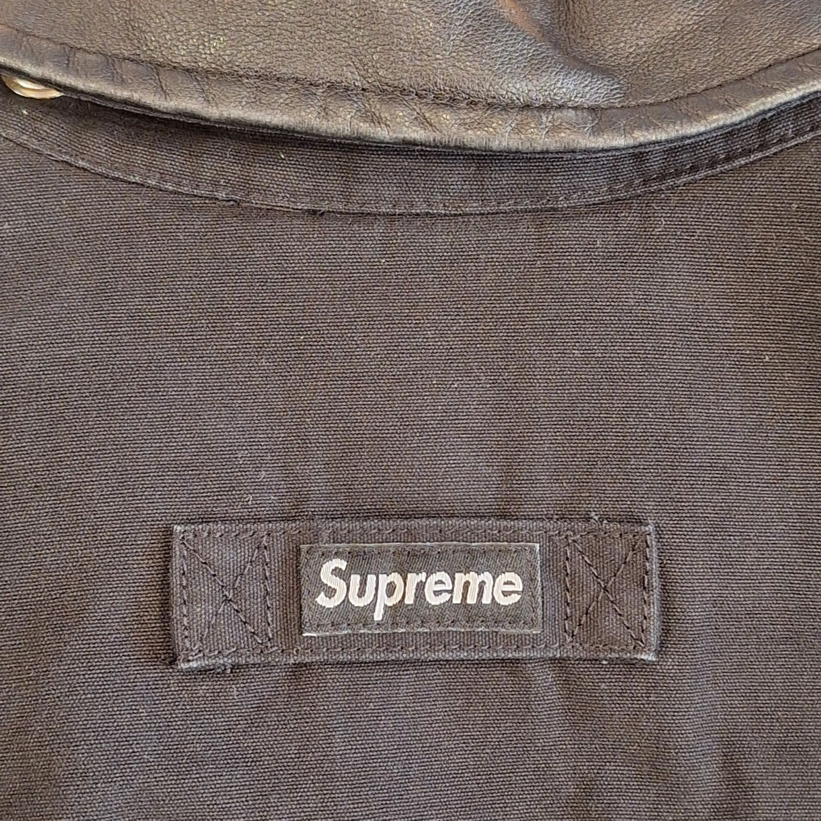 Supreme Leather Collar Utility Jacket S シュプリーム レザーカラー 
