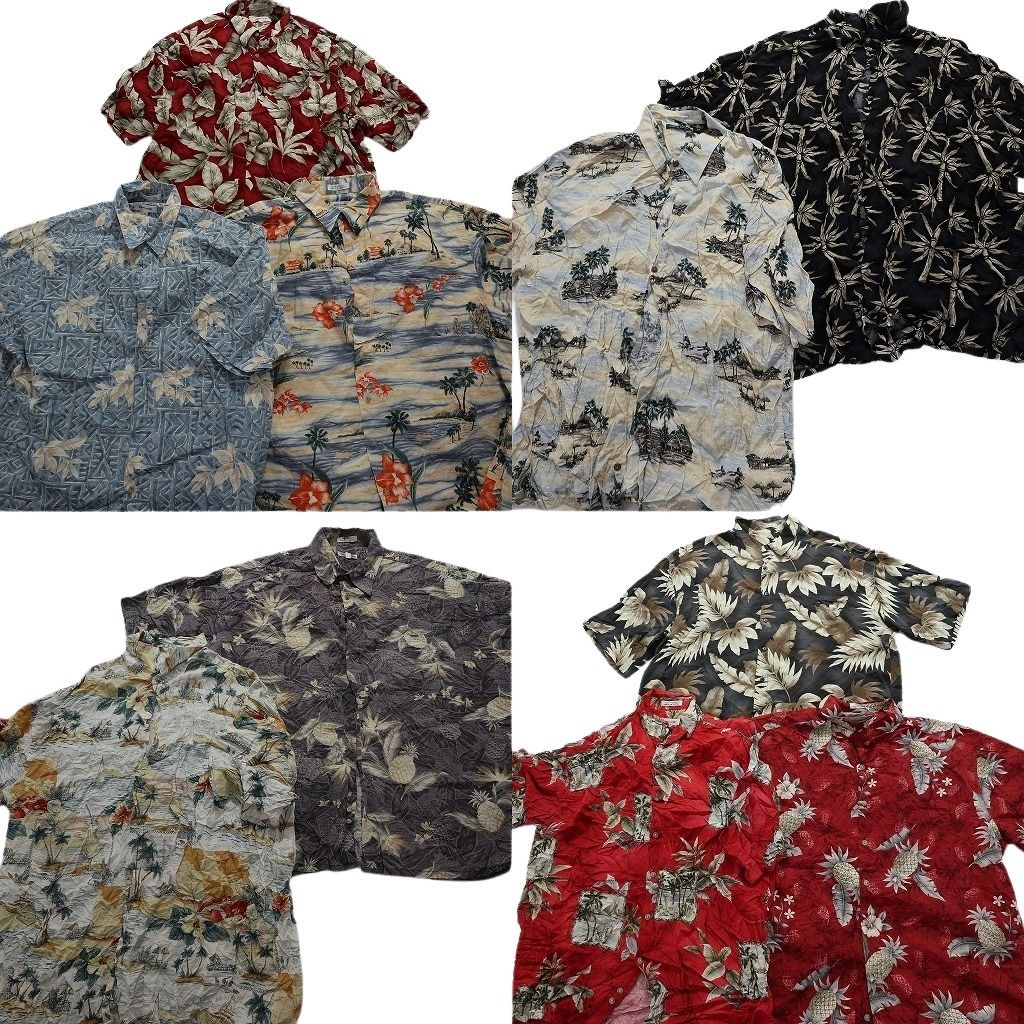 古着卸 ピエールカルダン アロハシャツ 半袖シャツ 10枚セット メンズ XL |2XL |3XL パイナップル ヤシの木 古着 NA3161
