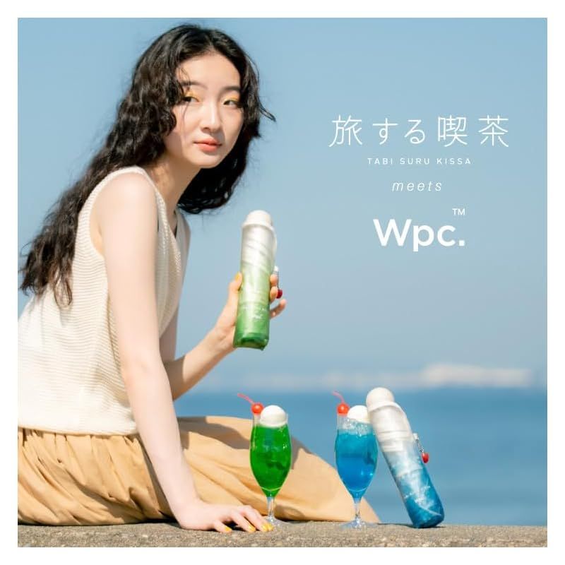 Wpc. 折りたたみ傘 [ビニール傘] 旅する喫茶×Wpc. クリームソーダアンブレラ ミニ パープル 50cm レディース さくらんぼ チャーム アイスクリーム 映え レトロ 純喫茶 おしゃれ 可愛い 女性 PT-TA005-002