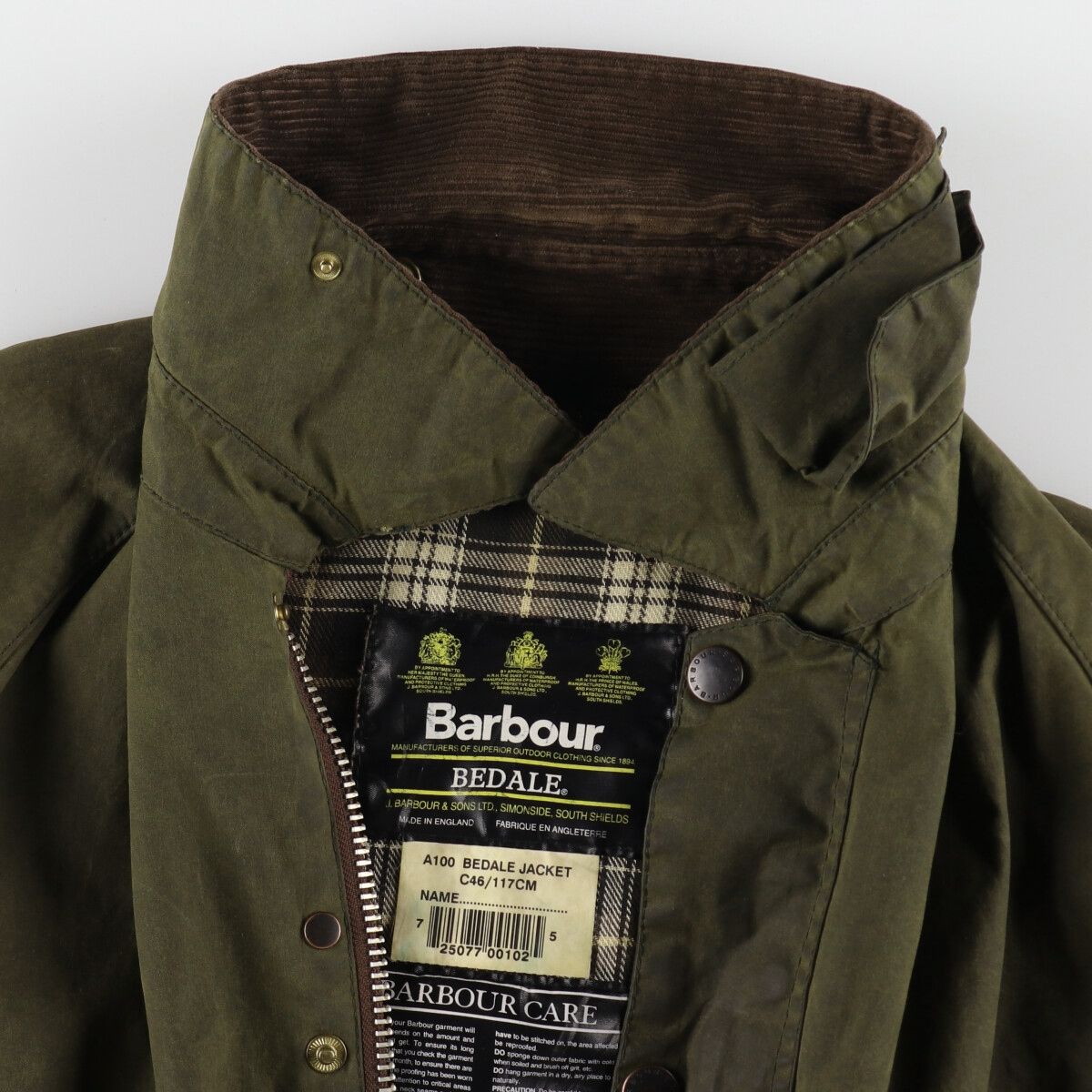 古着 80~90年代 バブアー Barbour BEDALE ビデイル 旧3ワラント 