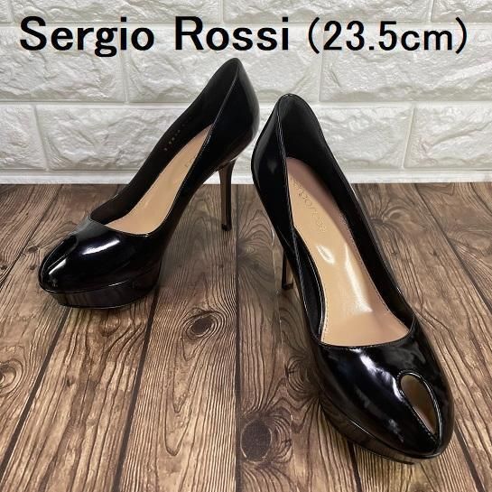 多少の傷あり美品　sergio rossi エナメル ブラック パンプス 37 多少の傷あり美品 sergio rossi エナメル ブラック パンプス 37