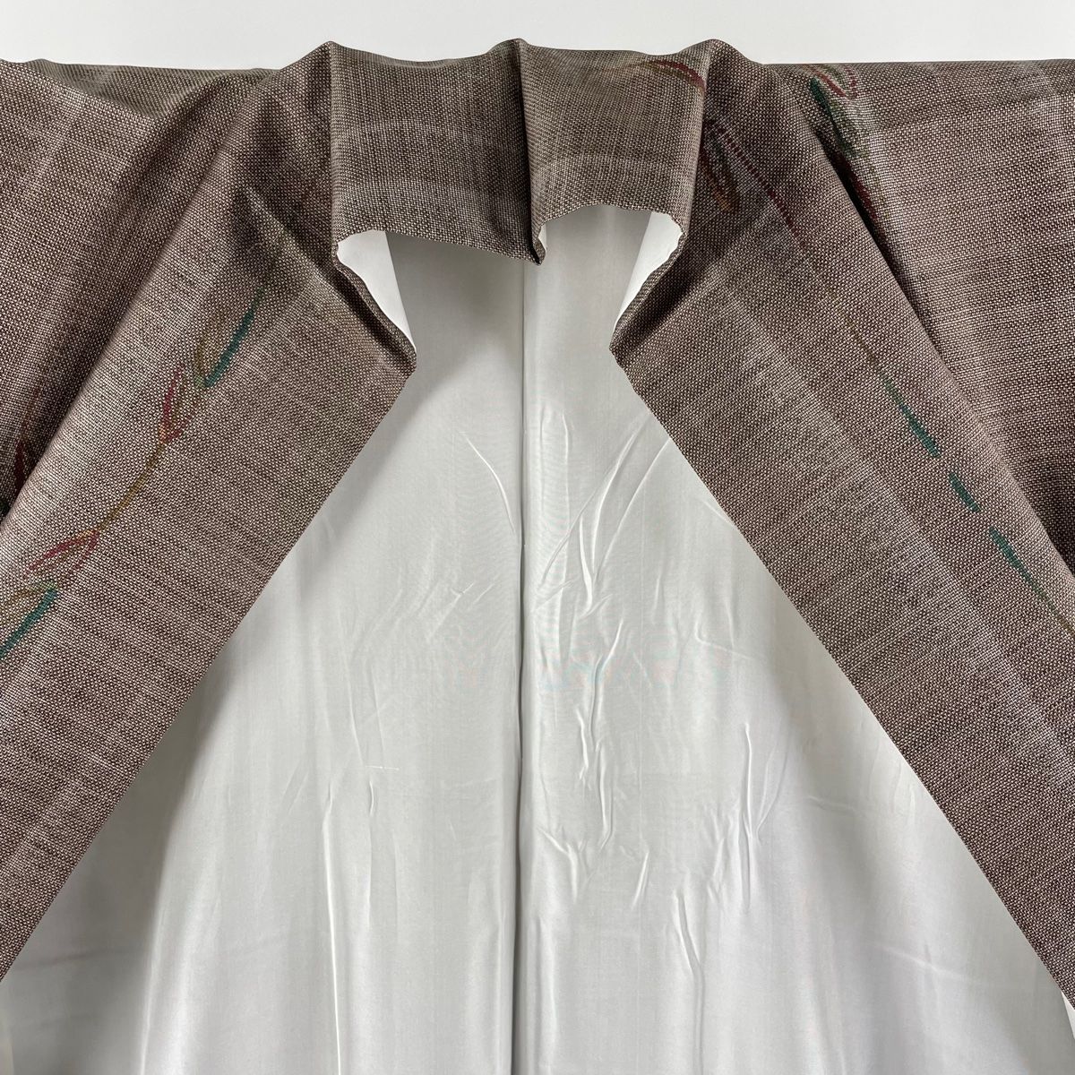 紬 身丈166cm 裄丈69cm L 袷 名古屋帯セット ますいわ屋 葉 幾何学 焦  