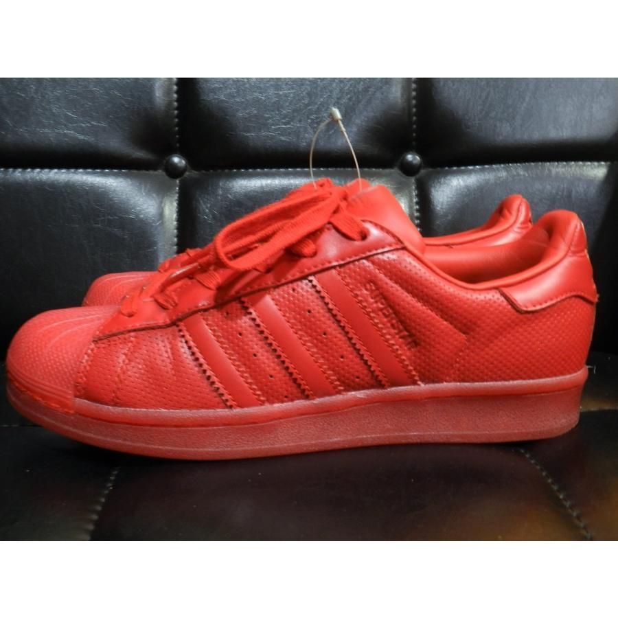 美品 アディダス スーパースター 赤 パンチング 24.5cm adidas SUPER 