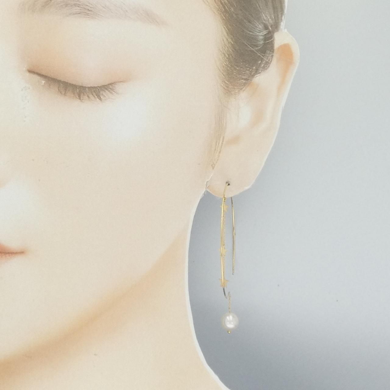 スタージュエリーアコヤパールピアス CLICK HOOP PEARL PIERCED EARRING(L/片耳用)(2ZP1647)K18