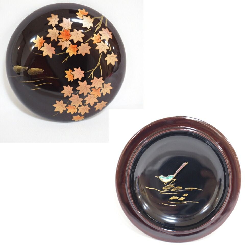 茶道具　智斉作　青楓に川蝉蒔絵　金輪寺　棗　共箱　V　5353 茶道具 智斉作 青楓に川蝉蒔絵 金輪寺 棗 共箱 V 5353 美術