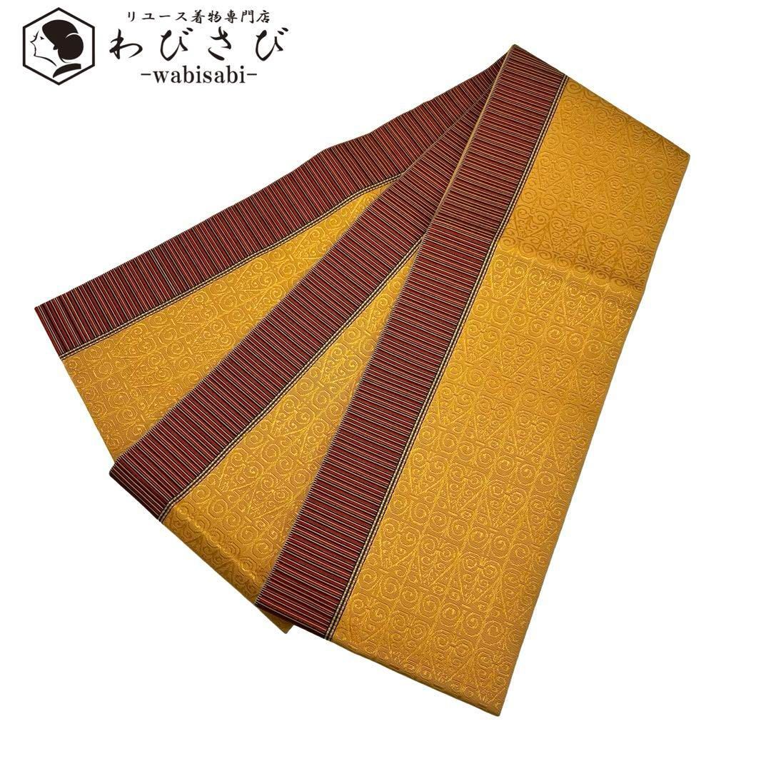 Thumbnail of Hanhaba Obi (Half-width Obi) Genuine Hakata-ori Weave, Vertical Pattern, Fox Color D-2033