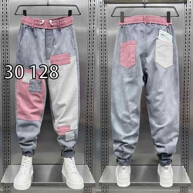 [30 128 ]メンズ ファッション 服  オシャレ シンプル 大 かっこいい 大きいサイズ ストリート 紳士服 秋 カジュアル 九分丈 ジーンズ パンツ パッチ
