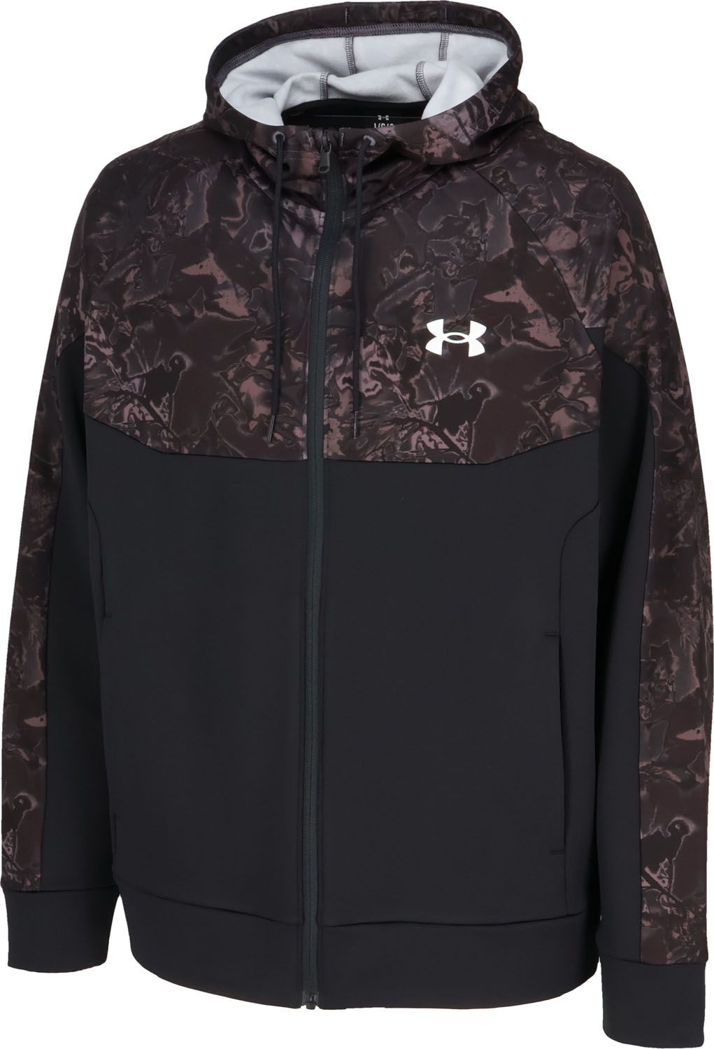 アンダーアーマー UNDER ARMOUR UA ARMOUR FLEECE CAMO FULL-ZIP HOODIE メンズ アウター パーカー フリース素材 保温 軽量 通気性 冬 フルジップ 6007736 001 BLACK