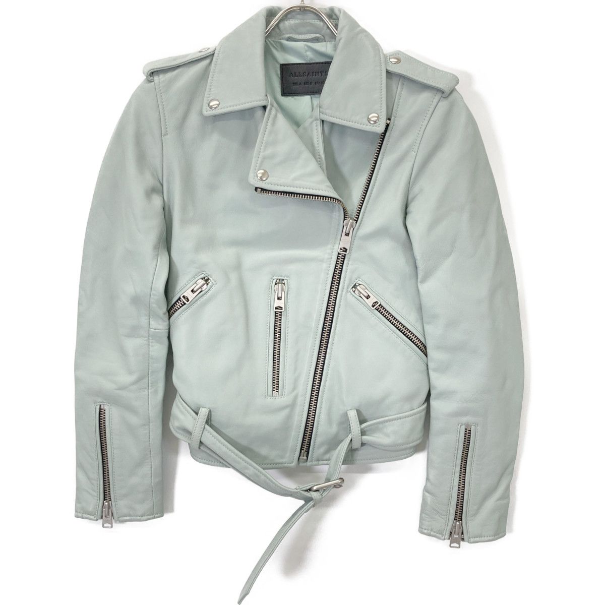 AllSaints オールセインツ ブルー カーフレザー BALFERN BIKER
