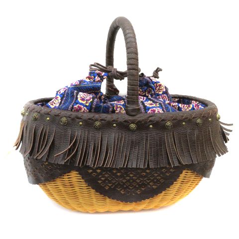 アナスイ ANNA SUI かごバッグ フリンジ レザー バタフライ