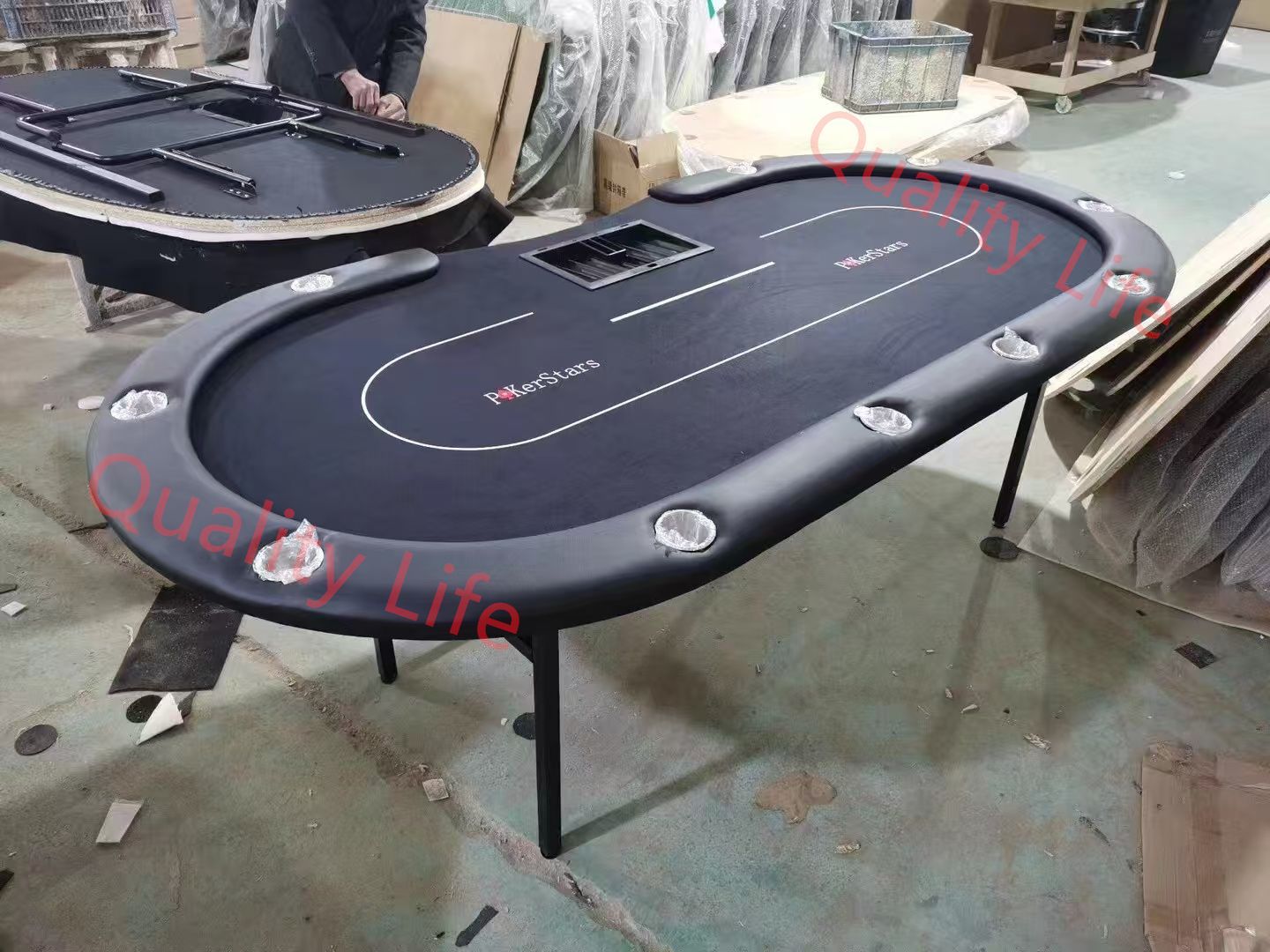 10人 ポーカーテーブルトップ カップホルダー付き カジノ テキサスホールデム ホールデムサイコロ 213X106cm
